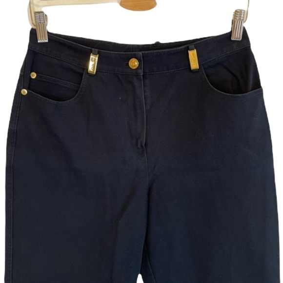 St. John Navy High Rise Cotton Pant 6 - Picture 3 of 11